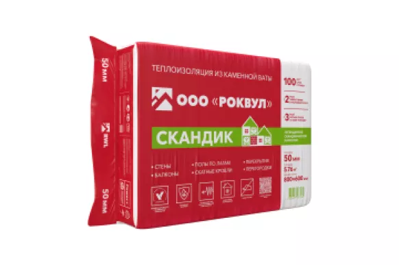 Rockwool Лайт Баттс Скандик (800х600х100 мм) 6 шт